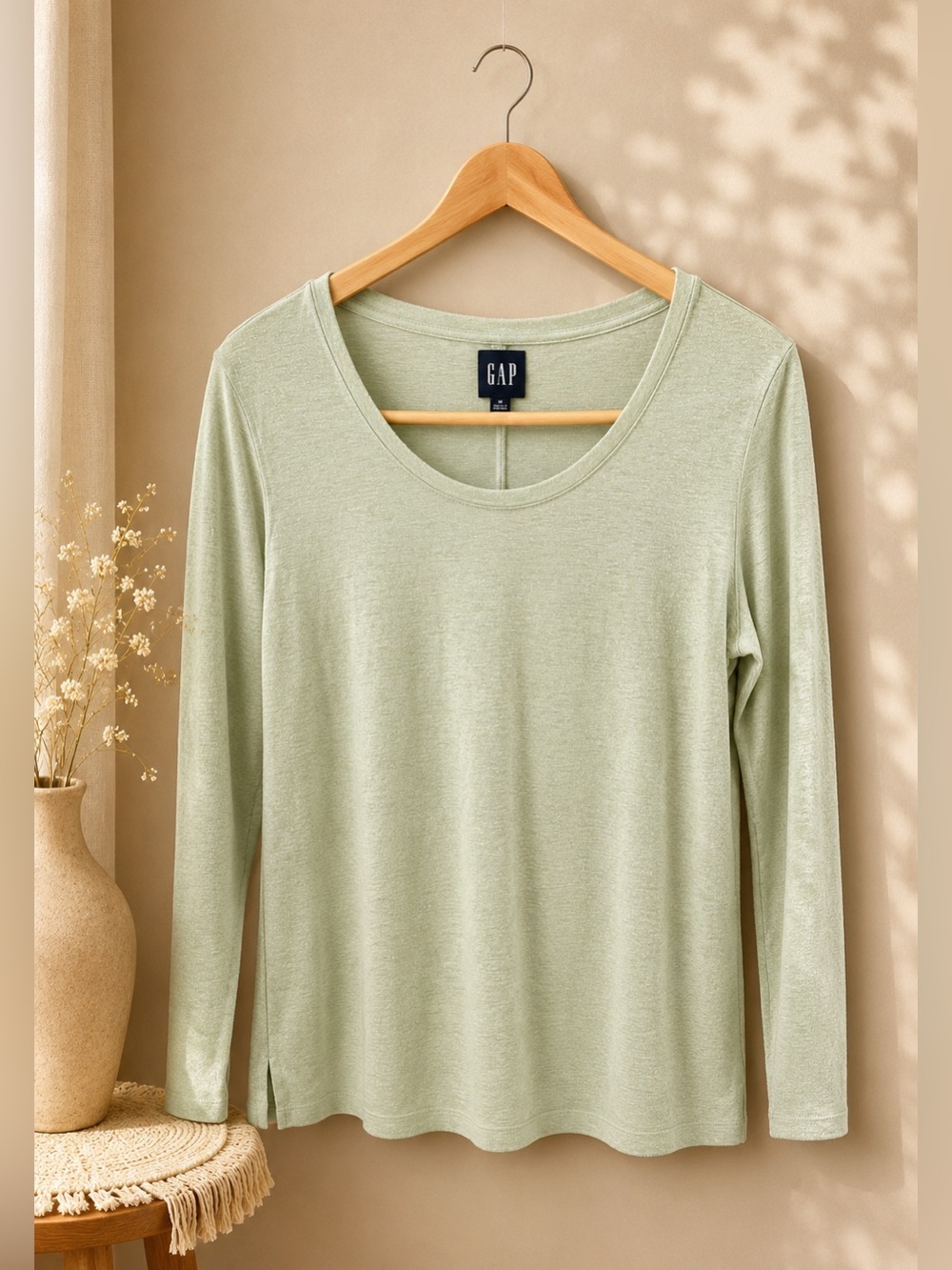 GAP Sage Green Soft Knit Long Sleeve Top Size Medium